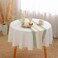 AMZALI Round Tablecloth Embroidery Leaf Pattern Wrinkle Free Heavy Weight Cotton Linen Farmhouse Tablecloth Decorative Fabric Tassel Table Cover for Outdoor and Indoor Use