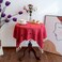 Gernaice Rustic Embroidered Small Tablecloth Lattice Square Tassel Table Cover Dust-Proof for Kitchen Dining Picnic Party Home Decoration (Square, 24x24 Inch, Red)