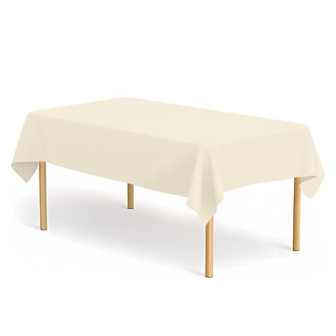 CINSOEN 4 Pack Ivory Tablecloth Plastic Rectangle Table Covers PEVA Ivory Plastic Table Cloths for Parties Disposable 54 x 108 Inch Tablecloth for Birthday Party School Baby Shower Kitchen Dining