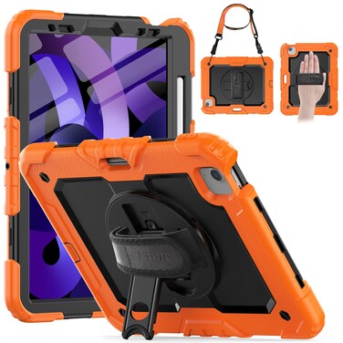 Timecity Case for iPad Air 5 2022 /for iPad Air 4 with Pencil Holder, Case for iPad Air 5th/4th Generation [Supports Pencil 2nd Gen Charging] Shockproof Cases for iPad Air 10.9 Inch Case, Orange