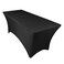 Sparkles Make It Special 10-pcs 4' ft Rectangular Fitted Spandex Cloth Fabric Linen Tablecloth - Wedding Reception Restaurant Banquet Party - Machine Washable - Black