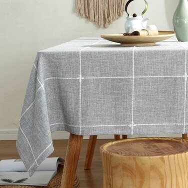 TruDelve Cotton Blend Tablecloth Square Grey Fabric Table Cloth Farmhouse Table Cover for Card Table (Grey,52"x52",Square)