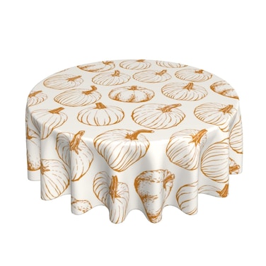 Yxuiyal Fall Round Tablecloths Fall Orange Burnt Pumpkin Decorative Tablecloth 70 Inch Washable Reusable Autumn Harvest Thanksgiving Decoration Table Cover for Home Kitchen Dining Room Party