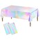Poqirzan 2Pcs Iridescence Tablecloth Disposable Lase Table Covers Iridescent Plastic Tablecloths Holographic Foil Tablecloth Iridescent Party Decorations for Birthday Party Bridal Christmas(54"x108")