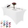 Heochy 1 Pc 6FT Table Cloth for Rectangle Table - White Tablecloth Rectangular Fitted Stretch Spandex Table Covers 6 ft for Birthday, Cocktail, Wedding, Banquet Fall Outdoor Party