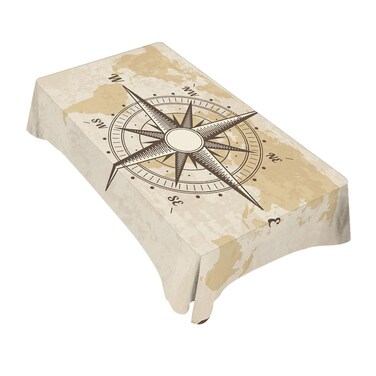 TKS MITLAN Compass Decorative Rectangle Tablecloth Old World Map Nautical Compass Polyester Table Cloths Kitchen Table Cover for Dining BBQ Picnic Coffee Table 60 x 84 Inch 6-8 Seats