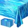 24 Pcs Iridescent Ocean Waves Tablecloths Disposable Plastic Ocean Blue Table Cloth Rectangle Table Covers for Under the Sea Beach Surf Ocean Pool Party Birthday Party Decorations, 54 x 108 Inch
