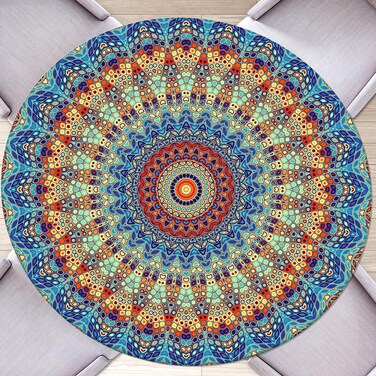 Round Fitted Tablecloth with Elastic Round Outdoor Tablecloth Round Elastic Tablecloth for Round Tables Waterproof Wipeable Tablecloth for Picnic,Camping,Dinner (Blue, 45''-52'')