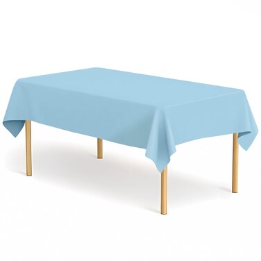 CINSOEN 2 Pack Light Blue Tablecloth Plastic Rectangle Table Covers PEVA Blue Plastic Table Cloths for Parties Disposable 54 x 108 Inch Tablecloth for Birthday Party School Baby Shower Kitchen Dining