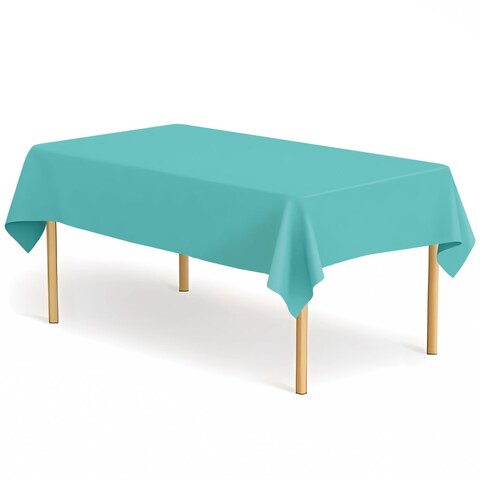 CINSOEN 2 Pack Aqua Tablecloth Plastic Rectangle Table Covers PEVA Aqua Plastic Table Cloths for Parties Disposable 54 x 108 Inch Tablecloth for Birthday Party School Baby Shower Kitchen Dining