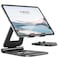 Nulaxy Aluminum Dual Foldable iPad Stand, Fully Adjustable Desktop Tablet Holder, iPad Accessories for Office Kindle Compatible with Mobile Devices iPad Pro/Air/Mini, iPhone Pro/Max/Plus, Black