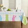 Horaldaily Easter Tablecloth 60x140 Inch, Spring Bunny Happy Easter Table Cover for Party Picnic Dinner Decor