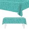 Teal and Silver Tablecloths, Teal and Silver Glitter Table Cover,Disposable Teal Blue Table Cover for Wedding Anniversary Silver Glitter Party Supplies (2)
