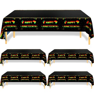 Buryeah Happy Juneteenth Tablecloth African American Freedom Day Plastic Table Covers Juneteenth Decorations for June 19th 1865 African Afro American Festival Party Supplies, 54 x 108 Inch (6)
