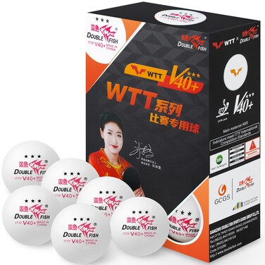 DOUBLE FISH Ping Pong Balls - White 3 Star WTT Smash Offical 40+ Table Tennis Balls - ITTF Approval Professional Ping Pong Ball - Liu Shiwen Endorsed Training &amp; Competition Table Tennis Ball 6 Pack