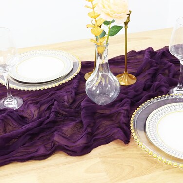 PATYDEST Purple Cheesecloth Table Runner 10FT Cheesecloth Runners for Tables Rustic Gauze Table Runner Cheese Cloth Fabric Wedding Gauze Table Runners Boho Halloween Table Runner for Bridal Shower