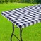 Smiry Rectangle Picnic Table Cloth, Elastic Waterproof Fitted Vinyl Tablecloth for 6 FT Tables, Flannel Backed Buffalo Plaid Table Covers for Dining, Camping, Outdoor (White and Navy, 30" x 72")