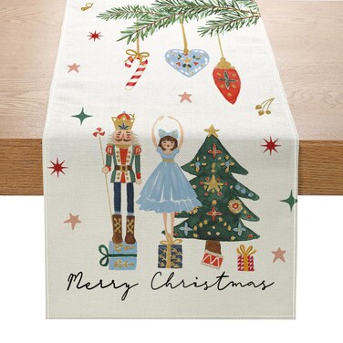 ZCHOMI Christmas Nutcracker Table Runner 13x72 Inch Gift Box Merry Christmas Seasonal Kitchen Dinning Table Decoration for Home Party Decor