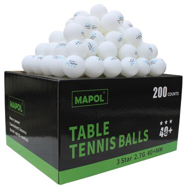 MAPOL 200 Count Table Tennis Balls, 3 Star Advanced Training Ball, Bulk Ping Pong Balls for Indoor &amp; Outdoor Sports (White)