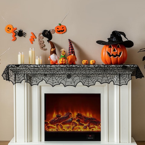 Sioloc Halloween Table Runner, Black Lace Spider Web Table Runners for Masquerade Party, Creepy Table Cloth for Kitchen Indoor Dinner Table Festival Gatherings Decor