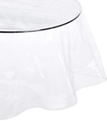 American Linen 90" Round Waterproof Plastic Table Cover Crystal Clear PVC Tablecloth Protector Desk Protector for Coffee Table, Dinning Table-Transparent Plastic Tablecloth