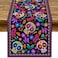 Dia De Los Muertos Table Runner Cinco de Mayo Rustic Linen Mexican Sugar Skull Day of The Dead Altar Decoration for Home Kitchen Dining Room (13" x 90")