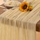 DeZerlor Champagne Cheesecloth Table Runner Spring Boho Sheer Gauze Table Runner 120 Inches Long Easter Table Decorations for Champagne Bridal Shower Decor Wedding Baby Shower Parties Decor