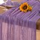 DeZerlor Purple Cheesecloth Table Runner Spring Boho Sheer Gauze Table Runner 120 Inches Long Grape Easter Table Decorations for Wedding Bridal Baby Shower Birthday Garden Parties Decor
