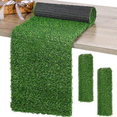 Tudomro 2 Pcs Grass Table Runner Artificial Tabletop Decor Synthetic Turf Grass Placemats Green Rug Table Cloths for Wedding Party Faux Moss Table Runner 12 X 36 Inch(Classic)