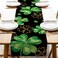 Seliem St. Patrick's Day Black Table Runner, Gold Shamrock Clover Kitchen Dining Table Decor, Irish Spring Home Decoration Indoor Outdoor Party Supply 13 x 72 Inches