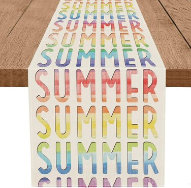 GPGHE Summer Table Runner Gradient Summer Table Runners 13x108 Inch Seasonal Holiday Home Party Kitchen Dining Table Decor