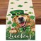 Seliem St. Patrick's Day Golden Retriever Dog Table Runner, Puppy Lucky Shamrock Clover Top Hat Kitchen Dining Table Decor, Irish Spring Home Decoration Indoor Outdoor Party Supply 13 x 72 Inches