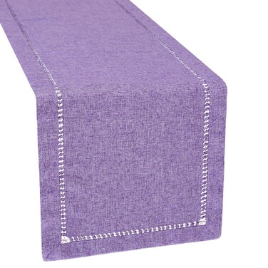 Grelucgo Solid Farmhouse Rustic Hemstitched Lavender Lilac Light Purple Table Runner (14 x 36 Inches)