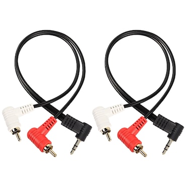 XMSJSIY 90 Degree Right Angle 3.5mm to 2 RCA Cable, Angle 1/8" 3.5mm TRS Male to 2RCA Male Stereo Y Splitter Adapter Connector for MP3,Smartphones,Tablets -2PCS (0.25M)