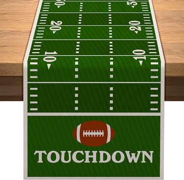 Vohado American Football Court Table Runner Touch Down Boy Sport Football Birthday Party Decorations Kitchen Dining Home Table Decor (13" x 108")