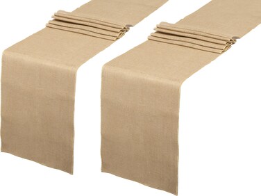 2 Pack Natural Burlap Table Runners 12 x 72 Inch Rustic Jute Runner and Placemats for Wedding, Farmhouse Parties, Thanksgiving, Kitchen Table D&Atilde;&copy;cor, Fall Decorations, Crafts, BBQs - Natural (2PCS)