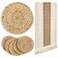 Baderke 7 Pcs Boho Beige Table Runner and Placemats Set Table Runner Round Woven Placemats Braided Water Hyacinth Place Mat Farm Table Runner for Thanksgiving Christmas Dining Home(12 x 72 Inch)