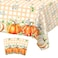 3 Pack Thanksgiving Tablecloth, Disposable Light Yellow Buffalo Plaid Fall Pumpkin Plastic Tablecloths for Rectangle Tables, Waterproof Table Cover for Fall Decorations, Thanksgiving Party Table Decor