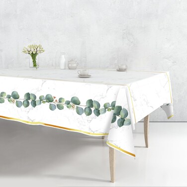 hapray 4 Pack Greenery Jungle Party Tablecloths for Rectangle Tables, Waterproof Disposable Party Table Cloths, Table Covers for Decorations, Tablecover (Eucalyptus, 54" x 108" (4 Pack))