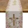 Pudodo He is Risen Table Runner Easter Christian Cross Resurrection Lily Spring Holiday Party Kitchen Dining Home Decoration (13" x 90")