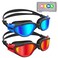 OMID Kids Swim Goggles, 2 Packs P2 Comfortable Polarized Unisex-child Swimming Goggles, Anti-Fog No Leaking Swim Goggles for Children with UV Protection Age 6-14 (Black Blue+Black Red)
