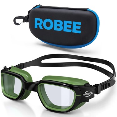 Robee Swimming Goggles, Adult Swim Goggles for Men Women Youth Teenagers, Water Pool Clear Goggles