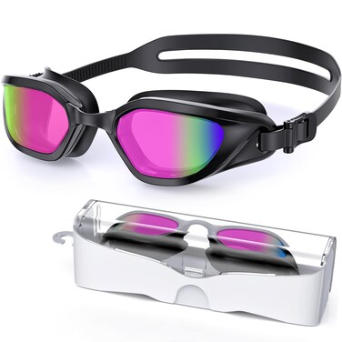Vegemono Swim Goggles, Swimming Goggles Adults, Anti-Fog UV Protection Goggles, No Leaking Wide View Pool Goggles for Youth Men Women