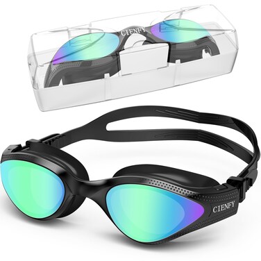 Cienfy Unisex-Adult Swim Goggles, Polarized Goggles Swimming Men Women, Anti-fog Leak-proof Clear Vision Underwater