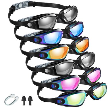Flutesan 6 Pcs Swim Goggles Swimming Equipment Swimming Goggles Sport Swimming Goggles for Women Men Adult Youth (Charming Color,Classic Style)