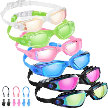 Flutesan 6 Pcs Swim Goggles Swimming Equipment Swimming Goggles Sport Swimming Goggles for Women Men Adult Youth (Trendy Color,Classic Style)