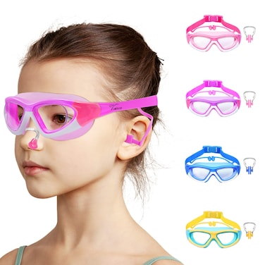 Vvinca Kids Swim Goggles, Wide Vision Anti-Fog Swimming Goggles, Soft Silicone Seal Water Pool Goggles, No Leak UV Protection Swimming Glasses for Kids Youth Teens Age 3-12, Purple