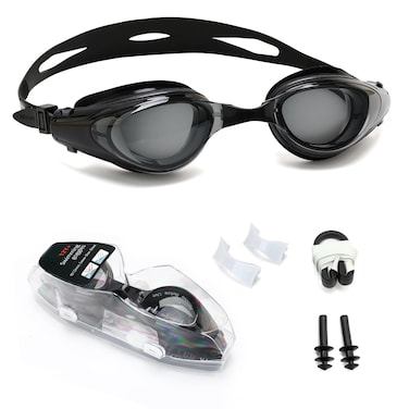 Nearsighted Swim Goggles, Anti-Fog, Dual Strap, Auto Buckle, Short Sighted Swimming Goggles for Men Women Adult Junior