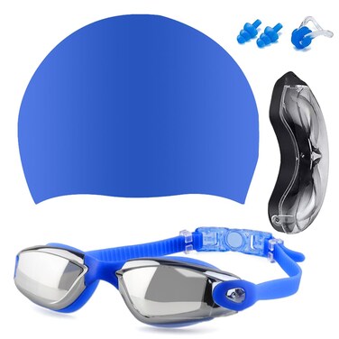 TWINFALCONS Swim Goggles Set Swimming Goggles Wide View Swim Goggle Anti Fog&amp;UV Swimming Goggles No Leaking Full Protection Adult Men Women Youth (Grey)