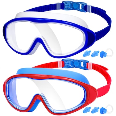 MAMBAOUT 2-Pack Adult Swim Goggles, Wide Vision Swim Goggles for Men Women Youth, No Leaking Anti Fog